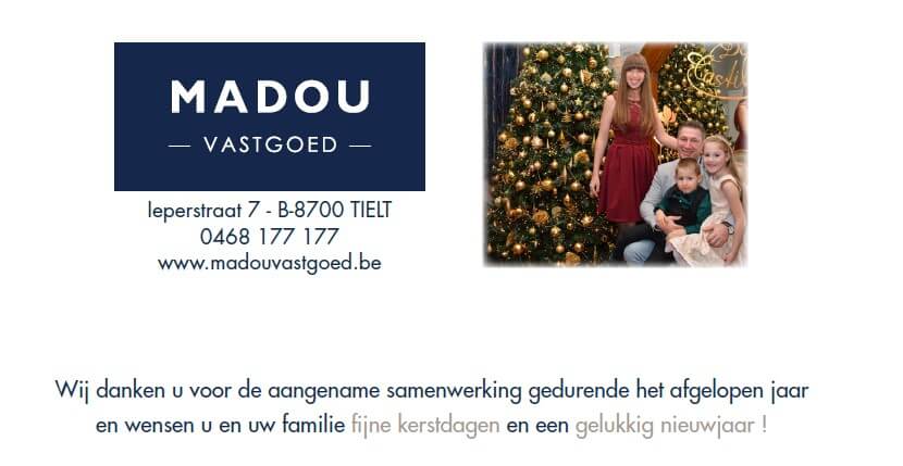 Madou Vastgoed wenst u prettige kerstdagen en een gelukkig nieuwjaar!